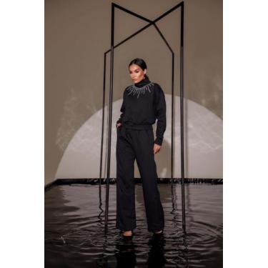 Imagem de Conjunto Feminino Inverno Moletom Felpado com Pedraria  Blusa e Calça 