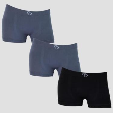 Imagem de Kit 3 Cuecas RP Lisa Infantil Masculina Sem Costura, 2 chumbo, 1 preto