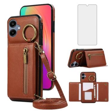 Imagem de Asuwish Capa carteira compatível com Samsung Galaxy A06 5G com protetor de tela de vidro temperado e alça de ombro transversal com fivela e suporte de cartão para celular Ao6 A 06 4G LTE mulheres