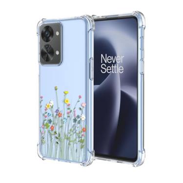 Imagem de OEURVQO Capa para Oneplus Nord 2T 1+ 2T com estampa floral transparente TPU macio à prova de choque antiarranhões capa protetora para telefone para Oneplus Nord 2T (flores silvestres)