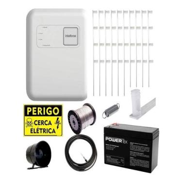 Imagem de Kit Cerca Elétrica Intelbras ELC 5001 p/ 50m com Hastes Barra Chata  I