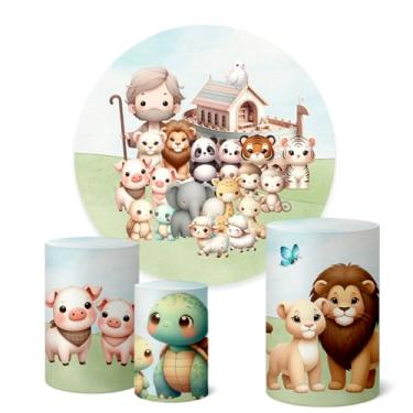 Imagem de Trio Capas Cilindro + Painel Redondo 1,50m Arca De Noe (K1ARC0007)