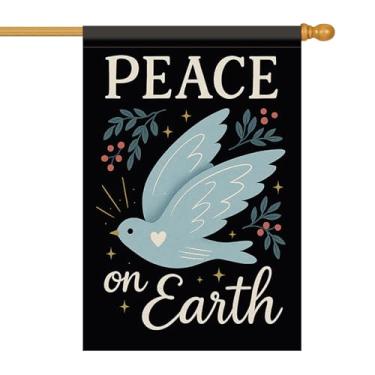Imagem de Starlit Patio Bandeira da Casa da Paz 71 x 101 cm Bandeira de Jardim Paz na Terra Dupla Face Pomba Ramo de Oliveira Estrelas Banner de Quintal Exterior Alpendre Ração EUA Casa Jardim Igreja Design
