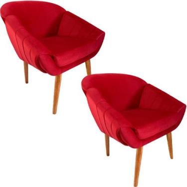 Imagem de Kit Duas Poltronas Giovana em Sued Premium - Sua Casa Decorações, Verm