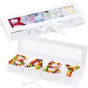 Imagem de Trandraft Caixa de presente de flor, caixa de presente vazia para bebê, grande, preenchível, com fita, flor, rosa, chocolate, embalagem para festa de revelação de gênero, aniversário, chá de bebê