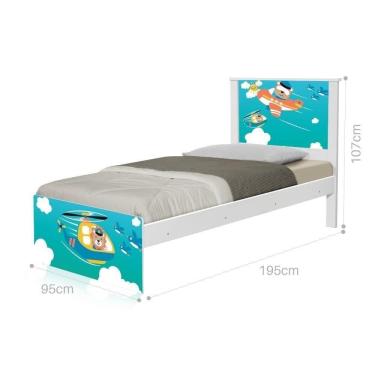 Imagem de Cama Solteiro Com Cabeceira Adesivada Patrulha Animal