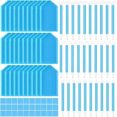 Imagem de Affrolling 90 peças de ferramentas e acessórios de pintura de diamante 5d incluem canetas de broca com 3 tamanhos de broca, bandejas de diamante de plástico, argila de cola, acessórios de pintura de