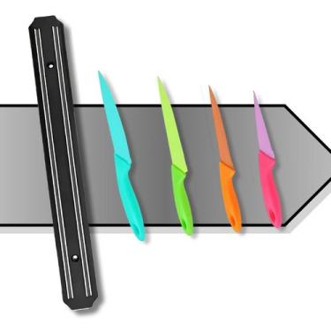 Imagem de Kit Barra Magnética Sq4409 Jogo De Facas 4 Peças Colorido Cozinha Chur