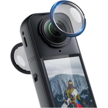 Imagem de TELSIN Protetor de lente para Insta360 X5, Conjunto de proteção de lente dupla para acessórios da Insta 360 X5, Capa protetora de lente de vidro temperado antirriscos de alta definição para X5