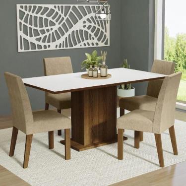 Imagem de Kit Sala De Jantar Mesa 4 Cadeiras Madesa Branco/Imperial