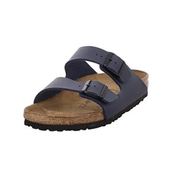 Imagem de Sand lia de couro unissex Birkenstock Arizona, Navy Birko-flor, 7-7.5 Women/5-5.5 Men