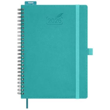Imagem de BEZEND Agenda 2026 semanal e mensal, calendário de 14,7 cm x 21,6 cm com notas (26 de janeiro a dezembro) Marcação diária vertical com horário de hora em hora e aba mensal, espiral, capa macia de