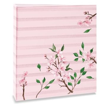 Imagem de Álbum de fotos Ical, encadernação tradicional, para 200 fotos 10x15cm - envelope plástico transparente - linha Floral - modelo rosa - flor de cerejeira - 329