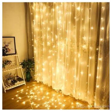 Imagem de Cascata Cortina De Natal 780 LED Luz Amarela 8 Funções 5x3m 220V - Gic