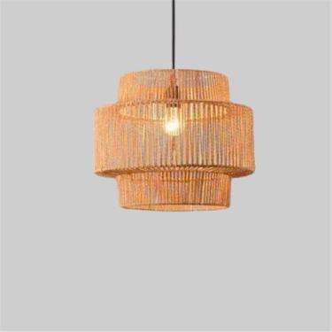 Imagem de Industrial Estilo Retro Corda De Cânhamo Pendente Lâmpada Personalidade Criativo Internet Bar Café Restaurante Quarto Roupa Loja Balcão Bar Candelabro (K D40CM)