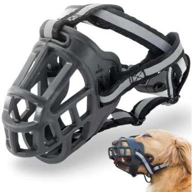 Imagem de Focinheira Reforçada Silicone Ajustável Para Cachorros Todos Os Portes Bacon Born Pet (1)