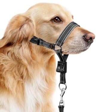 Imagem de BARKLESS Coleira de cabeça de cachorro de nylon macio para cães grandes e médios, cabeça com enchimento refletivo para treinamento, coleira ajustável para focinheira sem puxar, pular, coleira de nariz