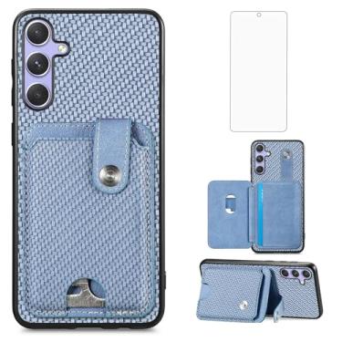 Imagem de Asuwish Capa de telefone para Samsung Galaxy S25 Plus S25+ 5G capa carteira com protetor de tela de vidro temperado fina e suporte magnético para cartão de crédito celular S25Plus 25S + S 25 25+