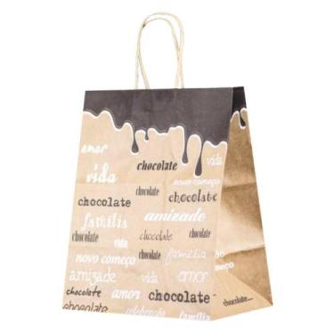 Imagem de Kit 10 Sacola Papel Kraft Pascoa Palavras P 17,5X8,5X21,5Cm - Distribu