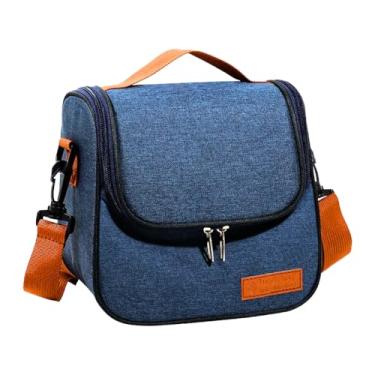 Imagem de Bolsa Termica para Marmita com Alca de Ombro Removivel para Trabalho Academia Escola e Viagem com Isolamento Interno e Compartimentos Organizados (Azul)
