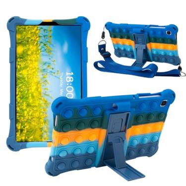 Imagem de Misenya Capa para Samsung Galaxy Tab A7 Lite 22.1 cm 2021 (SM-T220/T225/T227) fina, leve e macia com três dobras (colorido azul escuro)