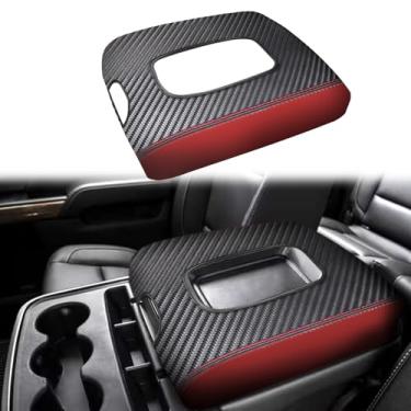 Imagem de XYHGM Capa de apoio de braço do console central para Chevy Silverado & GMC Sierra 2014 2015 2016 2017 2018 acessórios protetores de tampa de caixa de descanso de braço de couro (apenas para banco