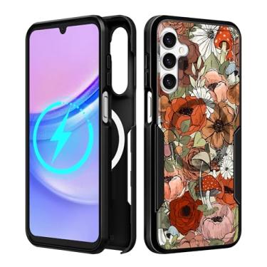 Imagem de LISEVO Capa para celular Samsung Galaxy A14 5G - [Compatível com MagSafe] Capa protetora magnética fofa feminina flor de cogumelo design resistente à prova de choque para Samsung Galaxy A14 5G