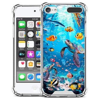 Imagem de ZIYE Compatível com iPod Touch 7ª geração, capa transparente para iPod Touch 6 5, [protetor de tela] capa protetora à prova de choque para iPod Touch 5/iPod Touch 6/iPod Touch 7 capa oceânica