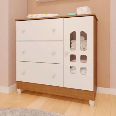 Imagem de Cômoda Infantil Ambiente New Selena Com Porta Branco Bétula – Carolina