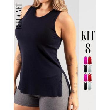 Imagem de Kit 8 Regatas Femininas Fitness Cores Lindas Esportiva - Multicolorido