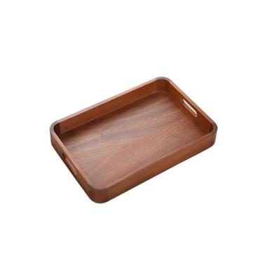 Imagem de Bandejas de servir para uso doméstico, bandeja de madeira maciça, retangular, frutas, dim sum, bandeja de armazenamento para copo de água, bandeja de jantar, bandeja decorativa de chá e café