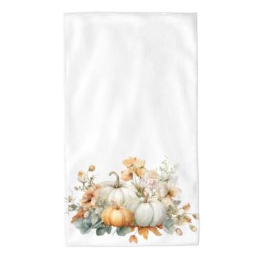 Imagem de Toalha de mão Abóbora Ação de Graças Botânica Aquarela Rosto Toalhas de Cozinha com Ponta dos Dedos 60 x 40 cm Microfibra Secagem Rápida Pano de Banho Macio para Banheiro Ginásio Hotel Salão Spa