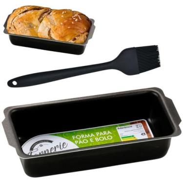 Imagem de Assadeira Pão Retangular Antiaderente 2L + Pincel Silicone - Marcolar