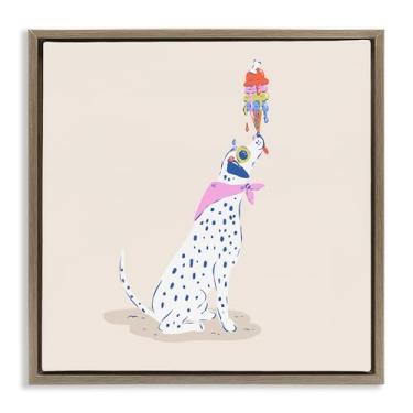 Imagem de Stupell Industries Arte de parede em tela flutuante marrom dálmata e sorvete pingando por Krissy Mast, 63 x 63 cm