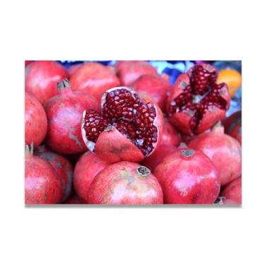 Imagem de LKXGRRSFG Arte em tela de romã explosiva de frutas sazonais e paisagem fotografada real – Decoração fresca para sala de estar e sala de jantar 69,8 x 105 cm sem moldura