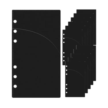 Imagem de Mogoostry Bolso para fichário A6, 12 peças, 2 camadas, mangas de plástico preto, envelopes de enchimento para dinheiro, para 6 anéis, inserções de planejador de orçamento