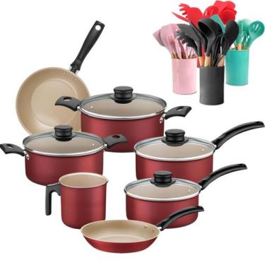 Imagem de Jogo de panelas tramontina 7 peças turim antiaderente com utensilios d