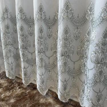 Imagem de Cortina Sofisticada Bordada Fendi Com Forro Microfibra 4 Metros Com Al