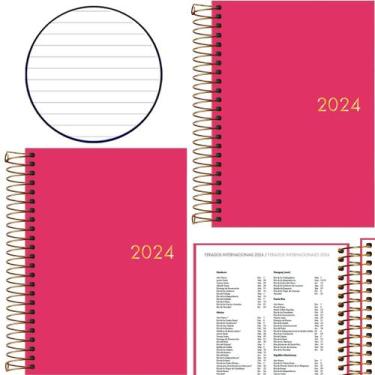 Imagem de Agenda espiral 3 unidade 2024 Napoli M5 planejamento Tilibra, Rosa