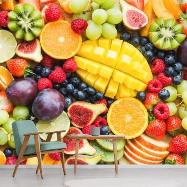 Imagem de Papel de Parede Frutas Suco Saúde Cozinha Sala Adesivo - 154pcm - Allo