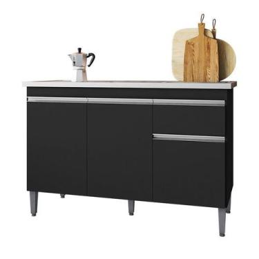 Imagem de Balcão de Pia Tatiane 120 cm Preto Fosco - AJL - AJL Móveis