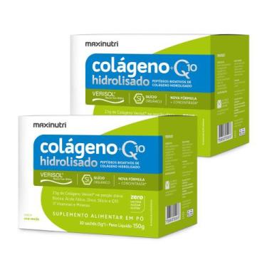 Imagem de Kit 2 Colágeno Verisol Sachês Sabor Uva Verde 30x5g com Q10 Maxinutri