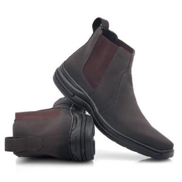 Imagem de Bota Casual Masculina em Nobuck Confort Elástico Bico Quadrado Leve Confortável-Masculino