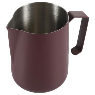 Imagem de Jarra de espuma de leite, 450 ml, jarra vaporizadora de café expresso de aço inoxidável, para latte art (roxo)