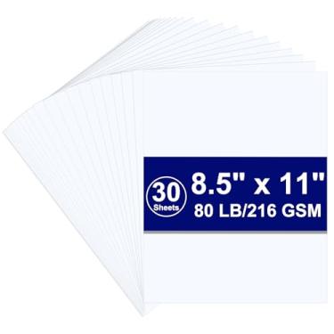 Imagem de Cartolina branca 8,5 x 11, papel cartolina 216 g/m², papel cartolina de 36 kg, cartolina pesada para impressora, álbum de recortes, convites, Natal (cartolina branca, 30 folhas e cartolina 21 x 28 cm)