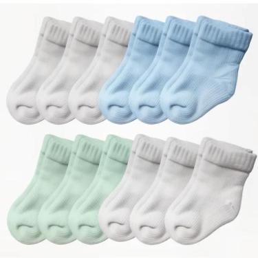 Imagem de Kit 12 Pares de Meia Meias Lisa Bebê Infantil RN Recém Nascido 0 a 10 