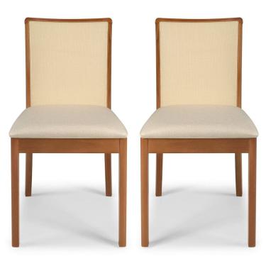 Imagem de Conjunto 2 Cadeiras Sala de Jantar com Tela Sintética Slim Castanho