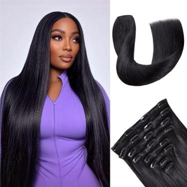 Imagem de Clip in Hair Extensions Nuzusa Real Human Hair 20 polegadas 105g