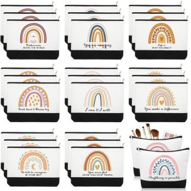 Imagem de Bolsas de maquiagem de lona Sieral Rainbow com citações inspiradoras
