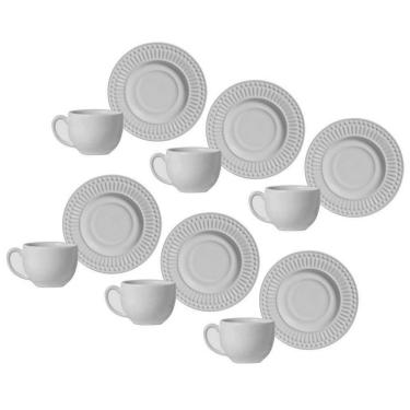 Imagem de Conjunto De Xícaras De Chá Porto Brasil Roma Em Faiança Feldspática 160Ml 6 Peças Branco